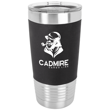 20 oz stainless steel Polar Camel insulated tumbler with black silicone group with engraved logo