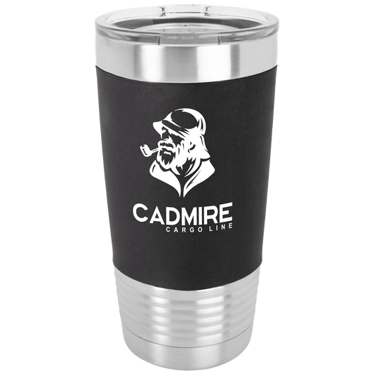 20 oz stainless steel Polar Camel insulated tumbler with black silicone group with engraved logo
