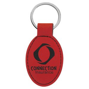 Red keychain with 'Connection Insurance' logo on a white background