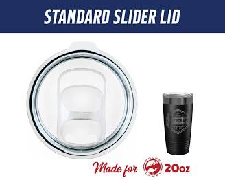 Standard slider lid for a 20oz Polar Camel tumbler with a black tumbler and brand logo on a white background.