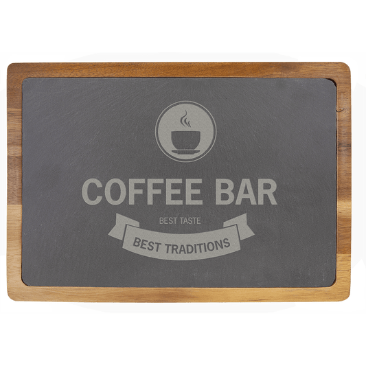 Personalized Acacia Wood/Slate Cutting Board | 13" x 9"